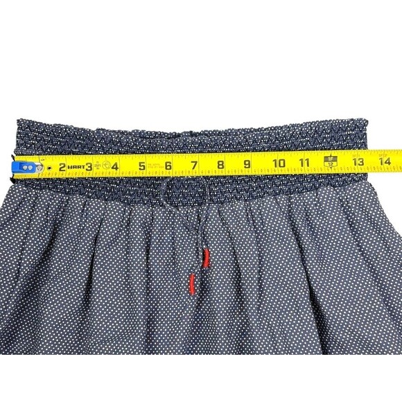 LOGG H&M Navy Polka Dot Paisley Cotton Smocked Skirt Boho Festival Airy Light 6 - Picture 8 of 12